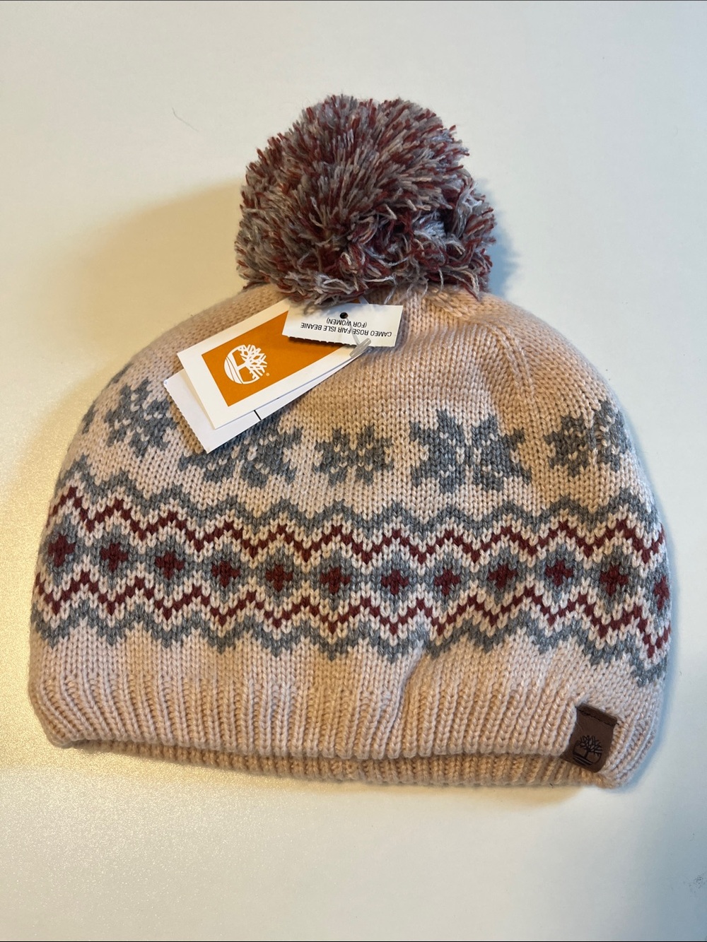 NWT Timberland Cameo Rose Fair Isle Beanie